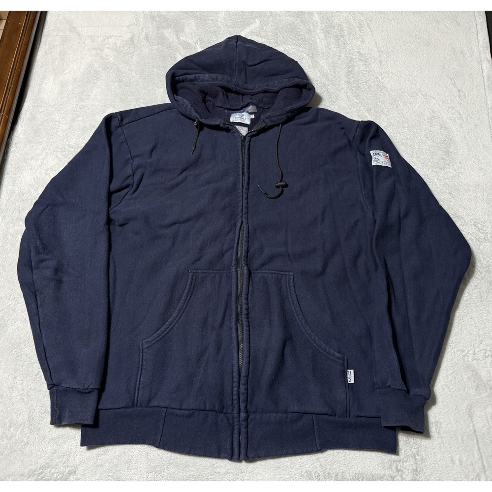Tyndale FR Navy Blue Hoodie Sweatshirt‎ Flame Resistant Jacket Men's XL